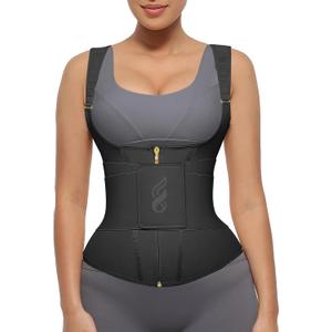FeelinGirl Waist Trainer for Women Tummy Control Waist Cincher Belt Workout Body Shaper Vest with Adjustable Shoulder Strap (S)