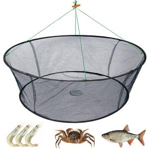 Portable Folded Fishing Net, Crab Net Fish Net with Fishing Rope, Hand Casting Cage Crab Net, Foldable Fishing Mesh Trap for, Minnows, Lobster, Crawfish, Shrimp etc. (31.5 inches (80 cm))