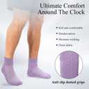3 Pairs Diabetic Socks for Women & Men Plus Size - Non-Binding Ankle Socks with Dotted Grips, Easy Stretch Non-Slip Comfort Socks, Purple (M)