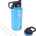 ThermoFlask 32 oz Double Wall Vacuum Insulated Stainless Steel Water Bottle - Reusable with Leakproof Chug & Straw Lids - Keeps Drinks Cold 24 hr/Hot 12 hr - Easy Maintenance - Gym/On-the-Go, Capri