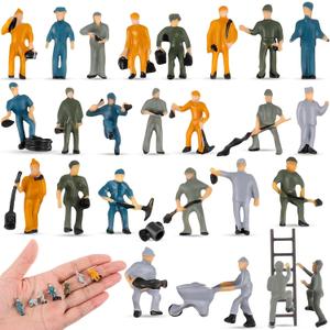 Namalu 27 Pcs 1: 87 Ho Scale Train Track Railroad Worker Miniature Model People Figures Architectural Plastic Train People Figures with Tools Rock Landscape Train Accessories for Miniature Scenes