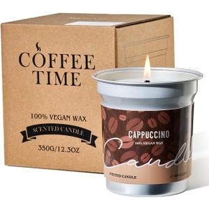 M&SENSE Cappuccino Coffee Scented Candles, Soy Wax 12.3oz 75 Hours Long Lasting Clean Burn, Non Toxic Fall Candle for Kitchen, Holiday Aromatherapy Gifts for Coffee Lovers, Cozy Winter Home Decor