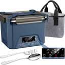 Cordless Electric Lunch Box, 1.2L Self Heating Lunch Box Battery Powered with Automatic Heating, BPA Free, Meal Prep Friendly, Portable Food Warmer for Work, Construction, Truck & Travel (Blue)