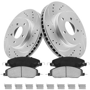Anpulsero Front Brake Pads and Rotors Kits Compatible with Ford Mustang 2005-2010 Base V6 4.0L, Vented Drilled Slotted Disc Brake Rotors Ceramic Brake Pads Replacement 11.5 inch(293mm) Set of 6