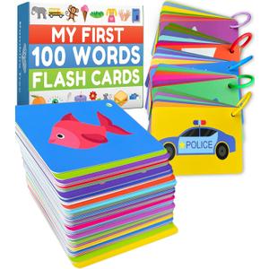 100 First Words Flash Cards High Contrast Picture Flashcards Educational Learning for Speech and Early Vocabulary Featuring Animals, Food, Transport, Family, Clothes and More