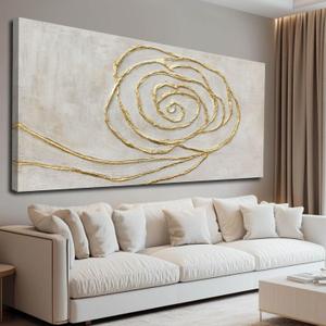 XIANSHOU Abstract Wall Art Pictures Contemporary Wall Hanging Decor Neutral Wall Print 29"x58" Wall Decorations for Living Room Dining Room (Gold)