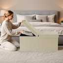 30-INCH Storage Ottoman Bench, Footrest with Storage, End of Bed Bench Coffee Table for Living Room, Bedroom, Entryway, Beige