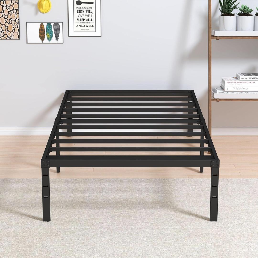 Twin XL Bed Frames No Box Spring Needed, 14 Inch Heavy Duty Metal Twin XL Platform Bed Frame Support Up to 2500 lbs, Easy Assembly, Noise Free, Black