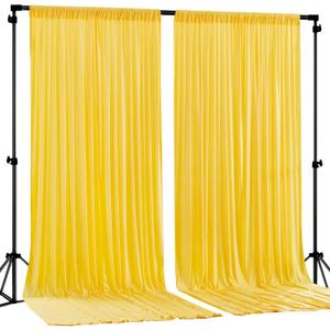 Yellow Backdrop Curtains-Wrinkle-Free Polyester Photography Drapes Party Curtain Background for Baby Shower Wedding Decorations- 8 X10FT (Yellow)
