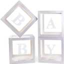 Baby Boxes With 4 pcs Letters White Clear Balloon Box Blocks for Baby Shower and Birthday Party
