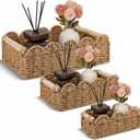3 Pcs Toilet Paper Storage Basket 3 Size Paper Rope Scalloped Baskets for Bathroom Organizing Living Rooms and Bedroom Countertops
