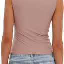 Darong Women's Boat Neck Tank Top Sleeveless Double Lined Basic Tops Going Out Casual Tank Shirts (Pink) M