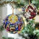 2 x Nativity Scene Ornament: Christmas Ornaments, Religious Christmas Decorations for Tree, Catholic Ornament & Christian Holiday Decor | Religious Gifts, Christian Gifts - Design B