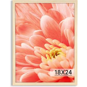 Oak 18x24 Frame - Single Frame - Rustic Woodgrain 18 x 24 Poster Frame with Plexiglass for Wall Gallery Display, 18x24 Picture Frame for Puzzles, Artwork, Photos and Posters - Ideal Christmas Day