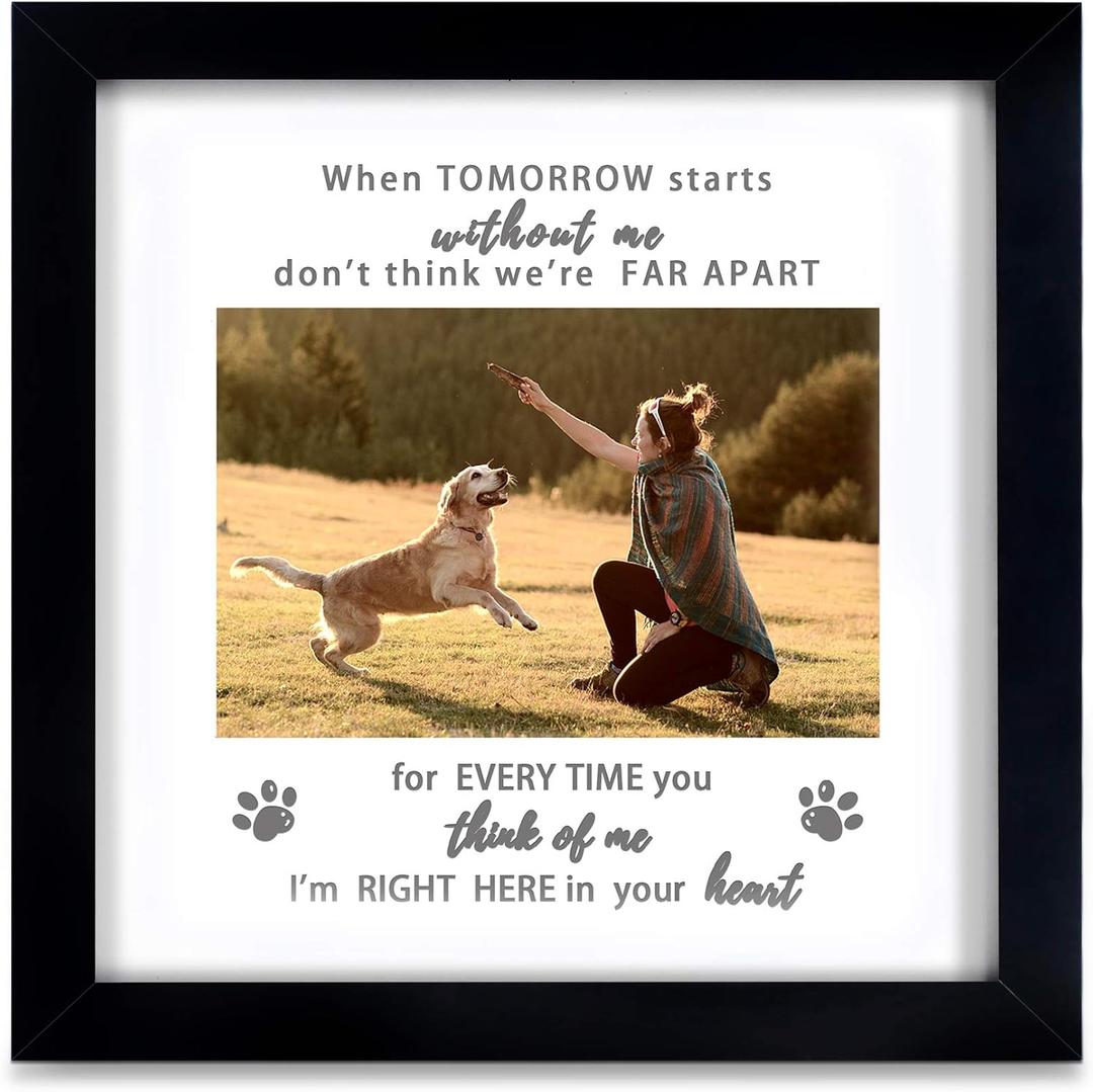 KCRasan Pet Memorial Picture Frame, Sympathy Loss Gift, Dog Cat Remembrance Keepsake Tribute (8x8-Black)