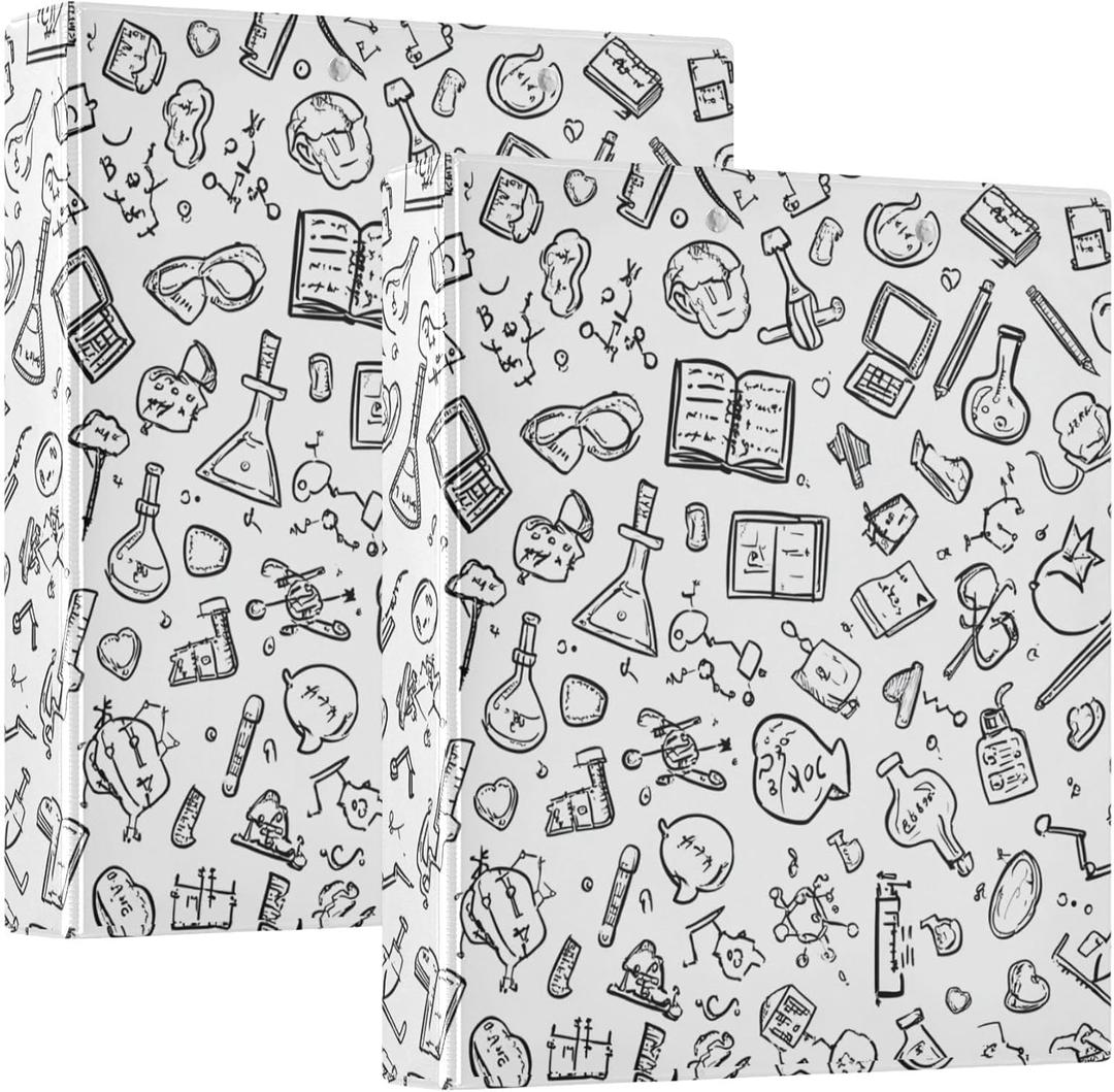 Science Supplies White 1.5 Inch 3 Ring Binder with Clipboard Round Basic Binders Holds Holds 200 Sheets for Office Supplies Work, OneSize2 (Multicolored)