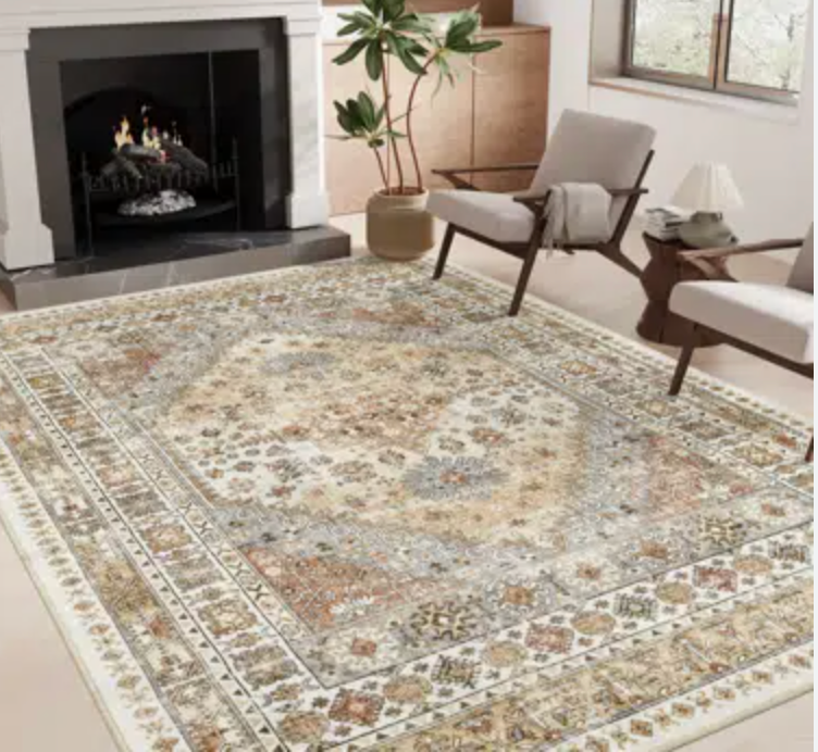 Area Rugs for Living Room,Non-Slip Washable Rugs, Stain Resistant Home Decor Rug (Orange)