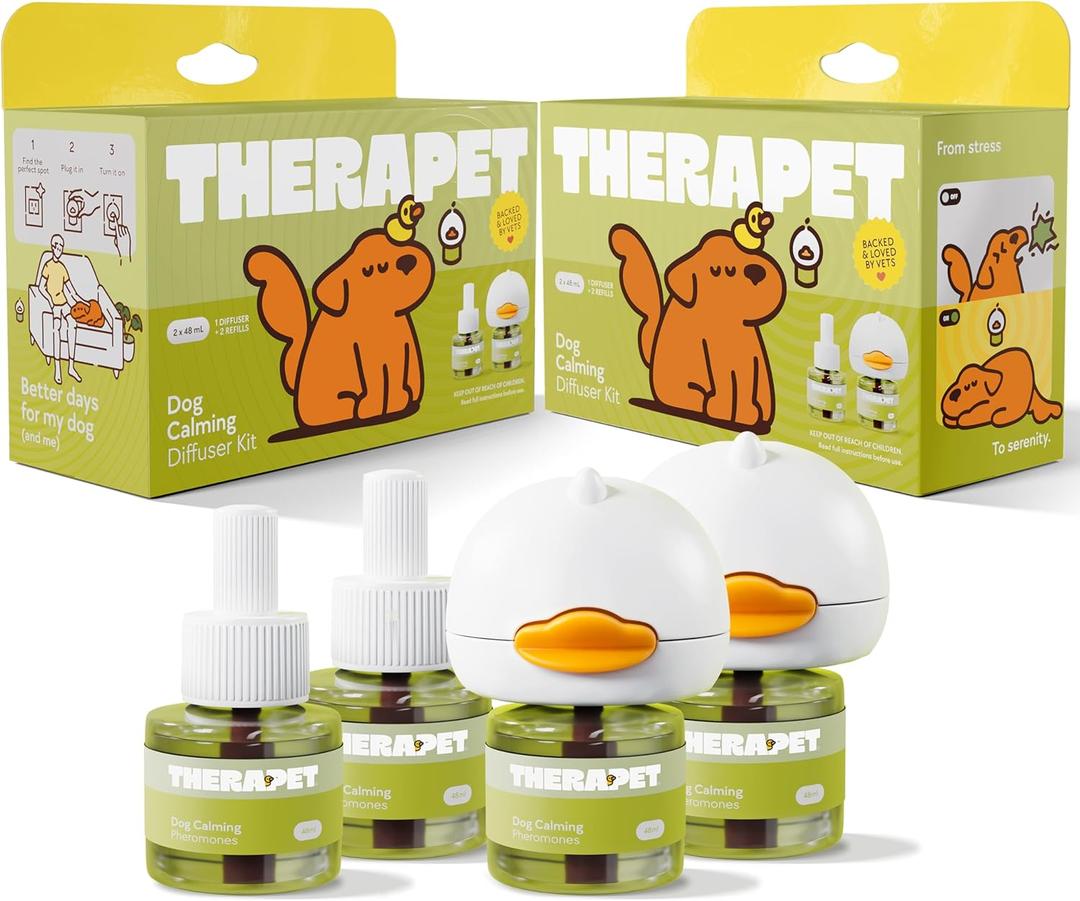 TherapetMD 2-Pack 120-Days Dog Calming Diffuser Kits - Dog Pheromone Diffuser for Stress, Destructive Behavior, Pee Accidents, Separation Anxiety, Aggression & Chewing - Each Include 120-Days Refills