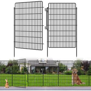 10 Panels Garden Fencing Animal Barrier with Lock, 48 in(H) X 24 Ft(L) Dog Fence Outdoor for Yard Rustproof No Dig Decorative Tall Garden Fence Metal Wire Panel Border Rabbit Ground Stakes Fencing