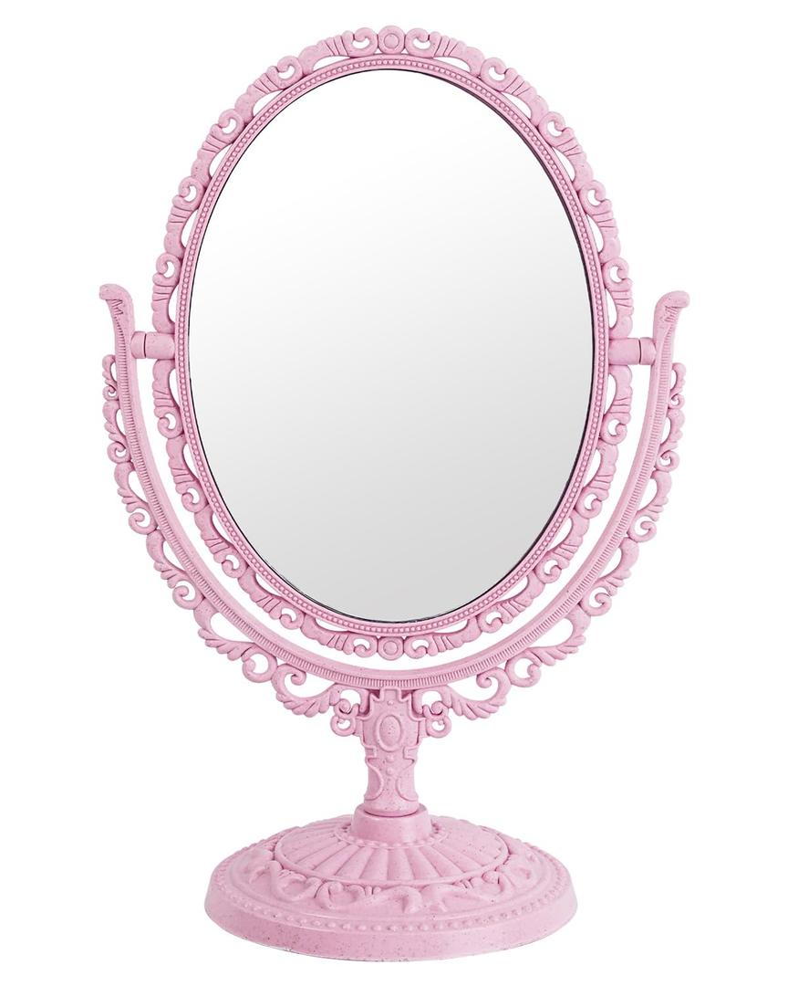 XPXKJ Pink Vintage Vanity Mirror Shabby Chic Decor | 360 Rotating Double-Sided Table Makeup Mirror with Stand Bedroom Decoration Perfect for Tabletop, Desk, Or Makeup Station