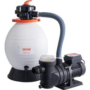 VEVOR 16 Inch Above Ground Sand Filter Pump, Digital Programmer Timer, 3500 GPH, 1 HP Pool Pump and Filter System with 6-Way Multiport Valve and Basket