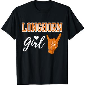Longhorn Girl Heart Souvenir Gift for Women T-Shirt Size XS
