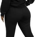 LovelyWholesale Women Sweatsuits 2 Piece Set Graphic Hoodie and Jogging Sets Black Small