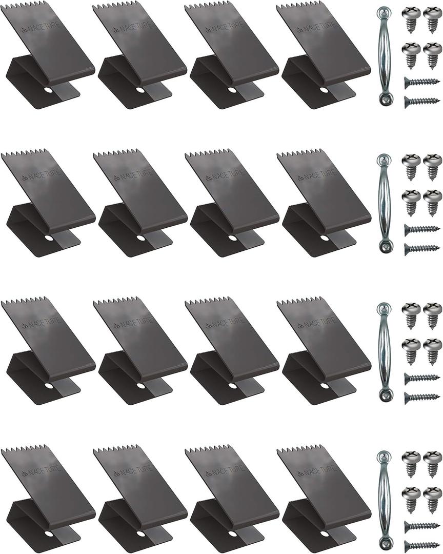 Hurricane Window Board-Up Clips Universal and Reusable Hurricane Storm Plywood Clips for Windows with Door Handles and Screws 1/2 inch 16 Pack (1/2")