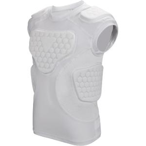 Youth Football Padded Shirt, Chest Rib Protector, Compression Padded Vest with 5-Pad for Sports Paintball Football Baseball Lacrosse (X-Large)