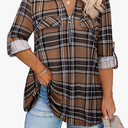 Siddhe Women 3/4 Sleeve Plus Size Tunics Zip Front V-Neck Tops Casual Loose Fit T Shirt Blouse, Size 5XL