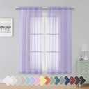 Simplebrand Lavender Sheer Curtains 63 Inch Length 2 Panels, Rod Pocket Solid Color Window Sheer Curtain Panels, Elegant Curtains & Drapes for Living Room, Bedroom 2 Panels (42" W x 63" L)