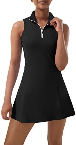 Tennis Dress for Women, Tennis Golf Dresses with Built in Shorts and Pockets for Sleeveless Workout Athletic Dresses L