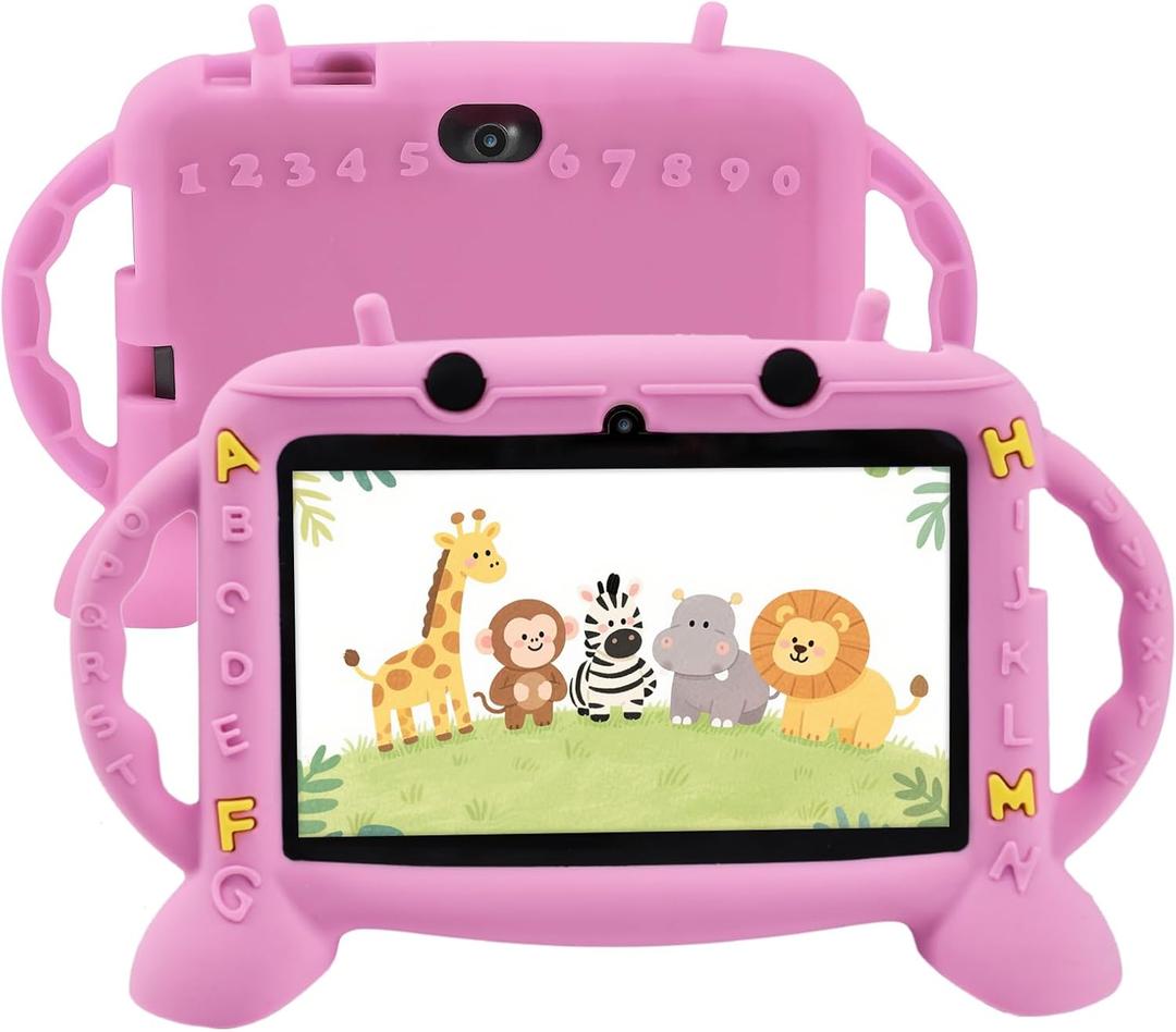 Kids Tablet, 7 inch Tablet for Kids 2-10, Educational Learning Toddler Tablet Android 11, 3GB RAM+32GB ROM Storage, Google Play YouTube (Pink)