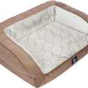 Serta Orthopedic Quilted Couch Dog Bed for Pets Chocolate Brown (Large)