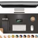 RENMTURE Dual-Sided Mouse Pad, Natural Cork & PU Leather Large Desk Pad for Office and Home Work, Desk Protector Non-Slip, Waterproof, Easy Clean (Black, 36"x17")