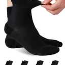 Forcool 4 Pairs Merino Wool Diabetic Socks for Men and Women, Loose Ankle Extra-Wide Thin Seamless Toe Non-Binding Top, M