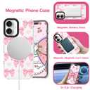2 x GUESNUY Aesthetic Phone Case Compatible with iPhone 16,Bow Case Compatible with MagSafe,Soft Clear TPU Anti-Slip Shockproof Bumper Protective Cover for Women Girly - Pink