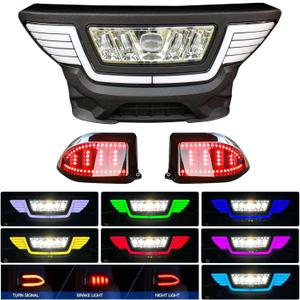 NOKINS Deluxe Colorful Plus LED Light Kit Fit Club Car Precedent Electric & Gas 2004-UP Street Legal Light Scanning Turn Taillight Ultimate Upgrade Bumper Headlight Low/High Beam