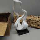 Abstract Sculpture Decor Modern Arts Flame Figurine Table Centerpiece Statue Polyresin White 16.5 inch