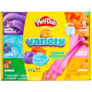 Play-Doh Scented Slime Variety Pack, 6-Pack Variety, Super Stretch, Foam, Butter & Cloud Slime (Strawberry, Grape, Cotton Candy, Blue Raspberry, Watermelon, Citrus Scented), Gifts and Party Favors