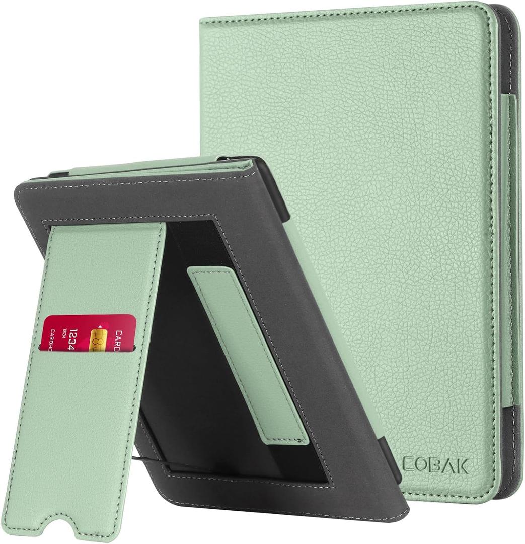 CoBak Case for Ereader - Durable PU Leather Cover with Auto Sleep Wake, Card Slot, Hand Strap Feature - Fits Kindle Paperwhite 11th Generation 6.8" Signature Edition 2021 Released