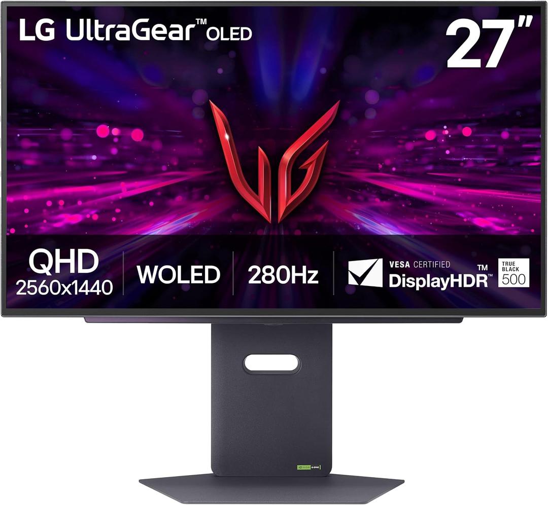 LG 27GX700A-B 27-inch Ultragear QHD (2560 x 1440) OLED Gaming Monitor, 280Hz, 0.03ms, NVIDIA G-Sync, AMD FreeSync Premium Pro, VESA DisplayHDR TrueBlack500, with up to DCI-P3 99.5%, HDMI 2.1, Black