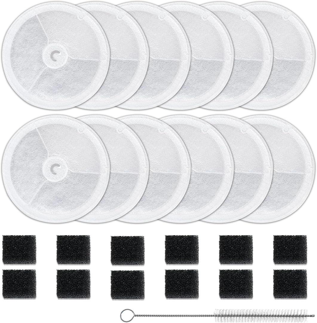 12 PCS Filter Units 3.0 Pet Cat Kit Water Fountain Filters Compatible With E versweet Solo 2/Solo SE, E versweet 2S/3/3 Pro,Replacement Filters and Foam Pump Filter