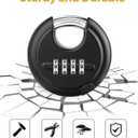 BOSCO 70mm Combination Disc Padlock, Heavy Duty 4 Digit Keyless Number Lock with Stainless Steel Shackle, Anti Cut Security Lock for Gate, Garage, Locker & Outdoor Use, Black