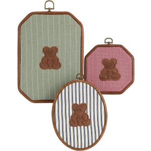 Novabright 3 Pack Handmade Vintage Teddy Bear Wall Art Nursery Canvas Print, Cute Teddy Bear Room Decor for Baby Shower Favor Bedroom Decor