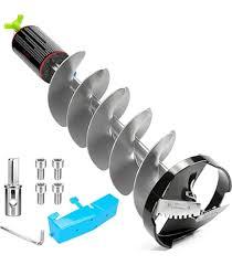 Ice Auger Drill Attachment 6 inch Floating Ice Fishing Auger for Drill with Centering Point Blade ＆ Adapter