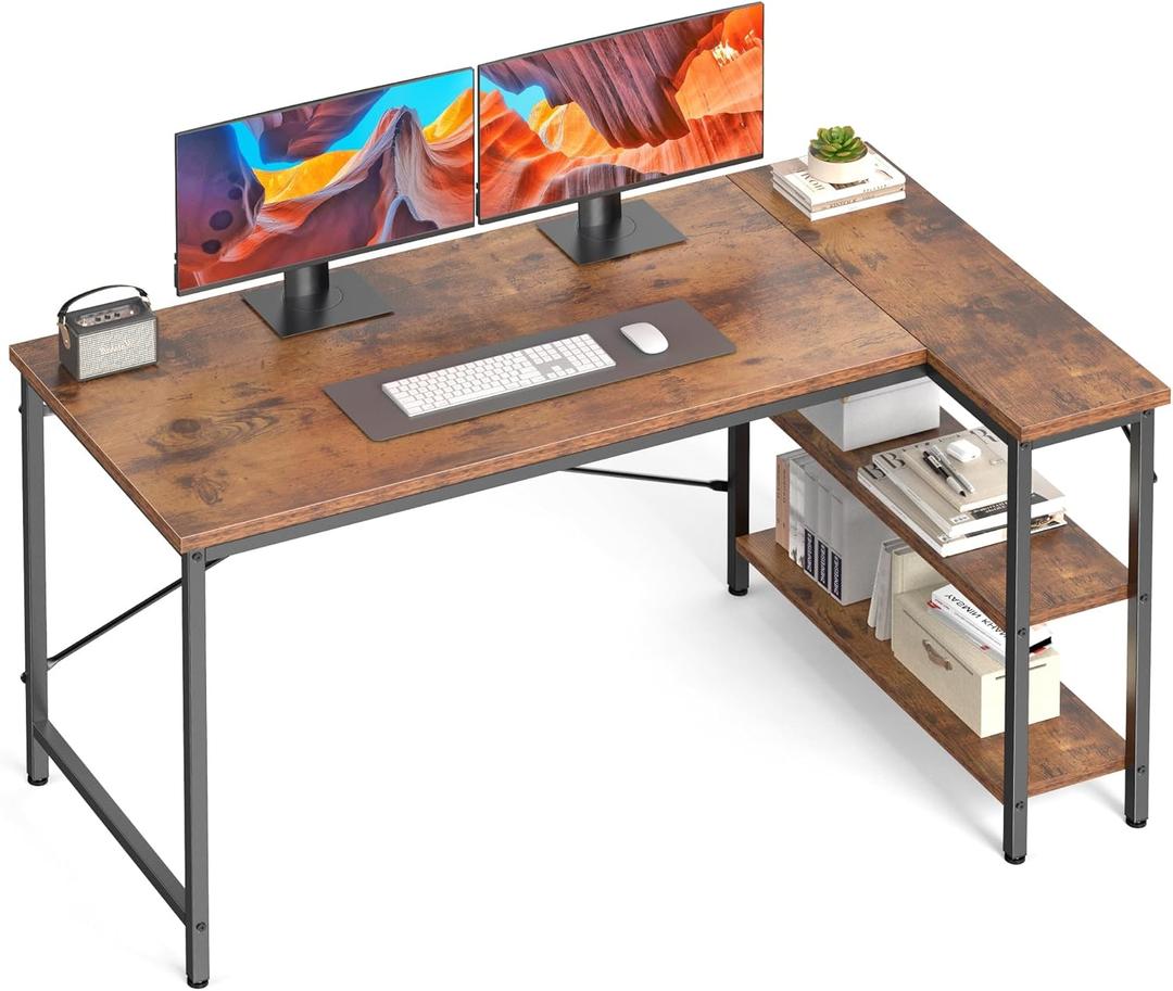 DUMOS L Shaped Computer Desk, 39" Gaming Corner Desks with Shelves