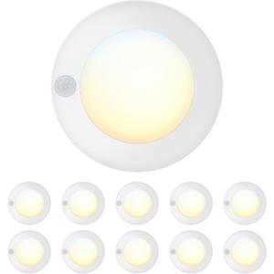 4 Inch Field Selectable 5CCT LED Motion Sensor Ceiling Light, 120V Wired Closet Light, 10 Watts, 600Lm, CRI80+, Non-dimmable, ETL Certified, Wet Location, Round/White, 10 Pack