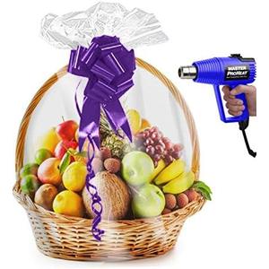 Purple Q Crafts Shrink Wrap Basket Bags For Gift Baskets Clear Cellophane PVC Shrink Bags 32"x 40" (10 Pack)