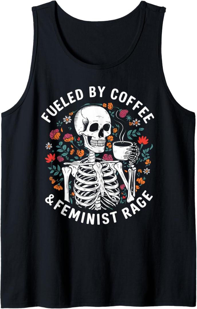 Fueled By Coffee & Feminist Rage Funny Women Lovers Feminism Tank Top Medium